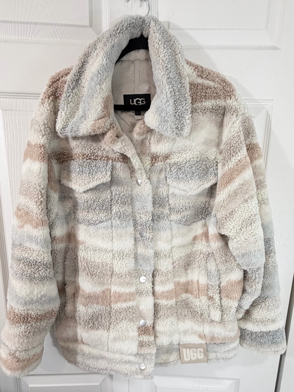 RARE Sample UGG Coat Frankie UGGfluff Topa Trucker Jacket sherpa cozy Size Med